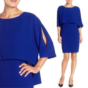 Adrianna Papell Plus Draped Popover Blouson Sheath Dress In Blue Womens Size 20